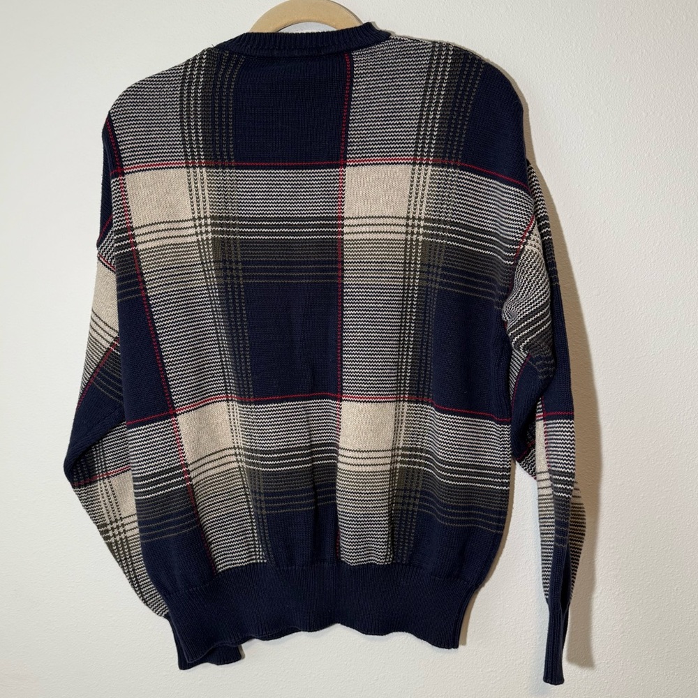 Nautica Navy Plaid Cotton Sweater Men’s Size M - Picture 4 of 5